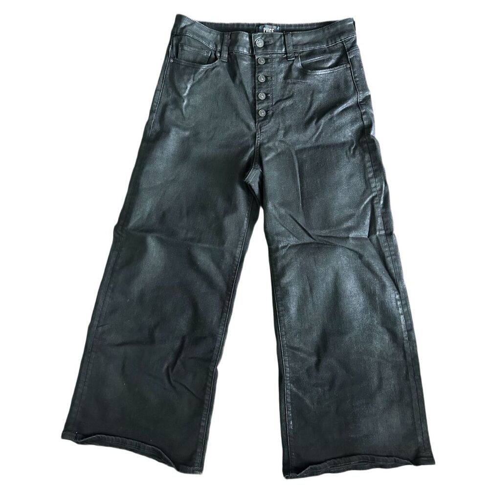 PAIGE Anessa Wide Leg Jean Black Fog Luxe Coating 31 - Picture 2 of 9